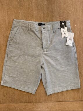 NWT Hurley Men’s Heather Gray Stretch Hybrid Walk Shorts Size 34
